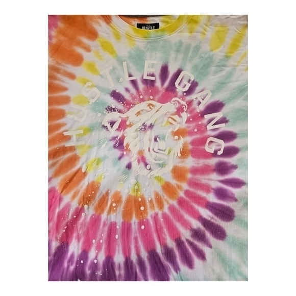 Hustle Gange Tie Die‎ Unisex Knit 100% Cotton Mens Shirt With Bear Logo Large - Picture 2 of 10